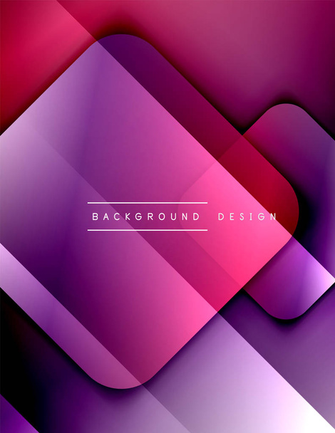 Rounded squares shapes composition geometric abstract background. 3D shadow effects and fluid gradients. Modern overlapping forms. - Vector, Image