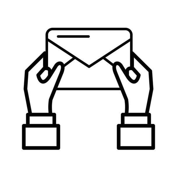 hands human with envelope mail postal service - Vector, Image