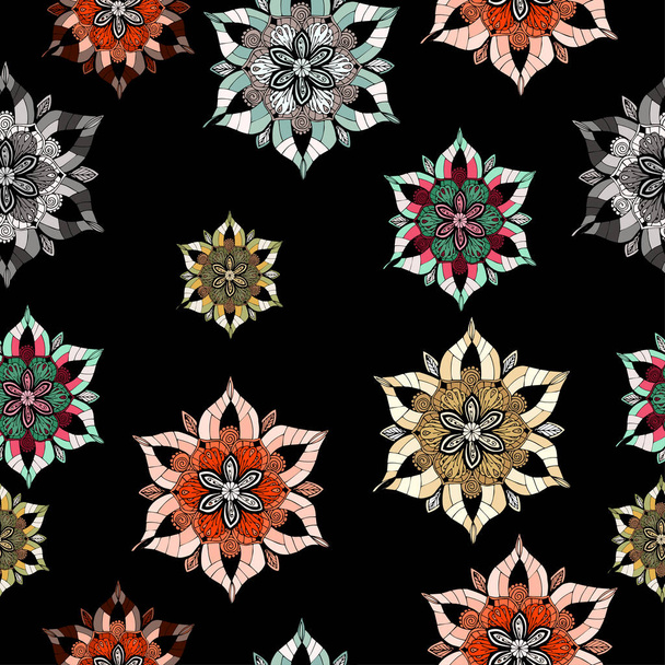 Multicolored seamless australian ethnic, aboriginal dots ethnic style pattern. - Vector, Image