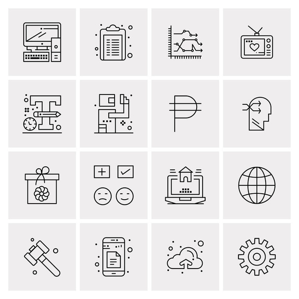 Set of 16 Universal Icons Business Vector - Vetor, Imagem