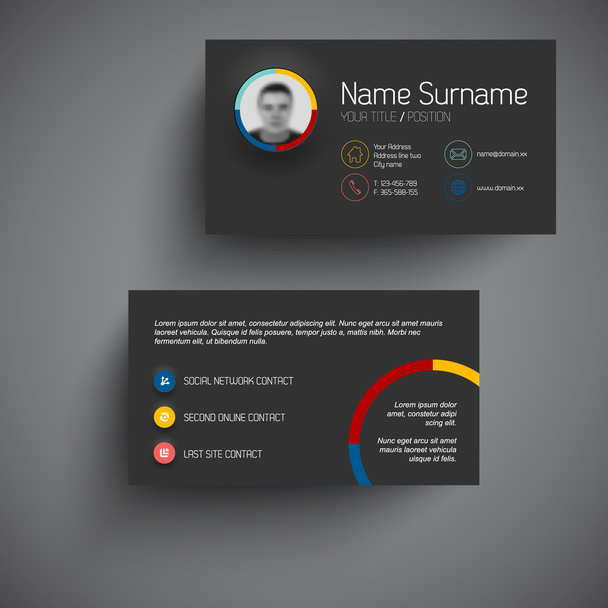 Dark modern business card template - Vector, Image