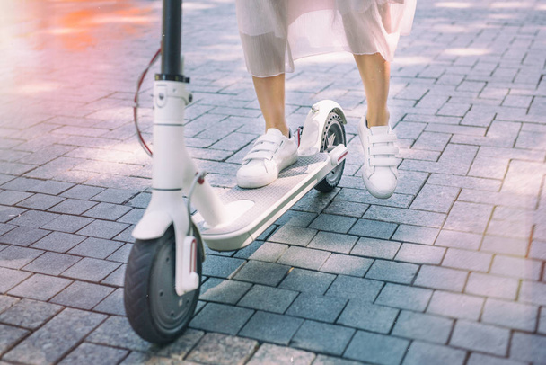Eco friendly transport electro scooter city transport ride - Foto, Imagen