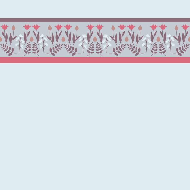 Декоративная лента с цветочным орнаментом. Бесшовный узор с красивыми цветами. Векторная иллюстрация
 - Вектор,изображение