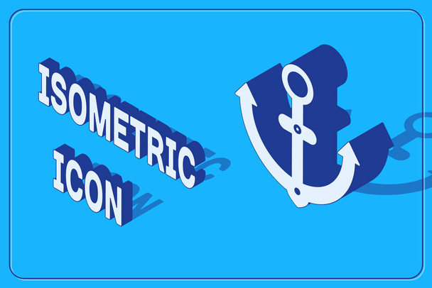 Isometric Anchor icon isolated on blue background. Vector Illustration - Vector, Image