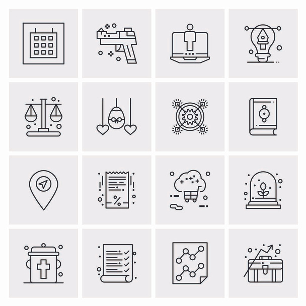 Set of 16 Universal Business Icons Vector - Vecteur, image