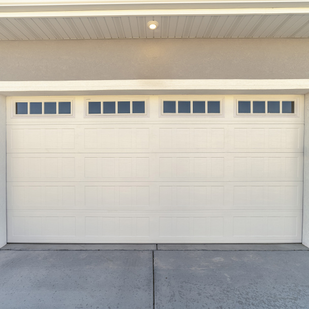 Square White automatic garage door for two cars - Photo, Image