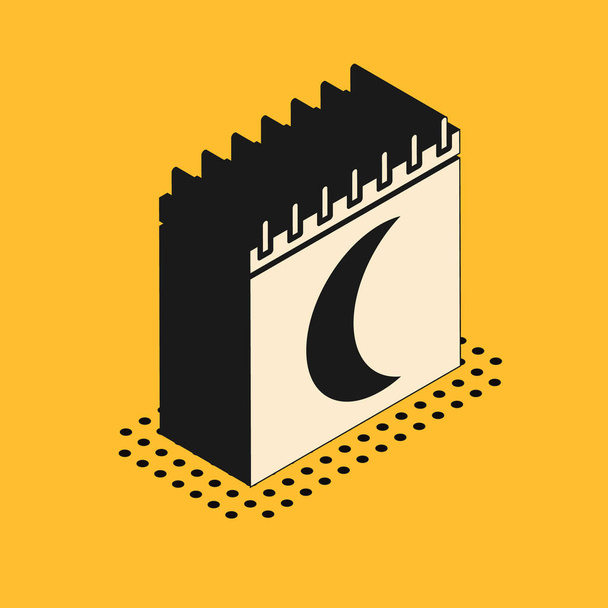 Izometrikus Hold fázisok naptár ikon elszigetelt sárga alapon. Vektorillusztráció - Vektor, kép