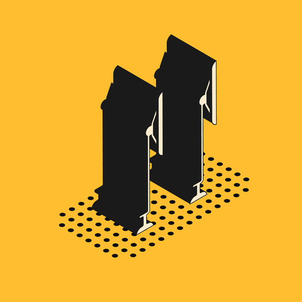 Izometrická ikona stěračů izolovaných na žlutém pozadí. Vektorová ilustrace - Vektor, obrázek