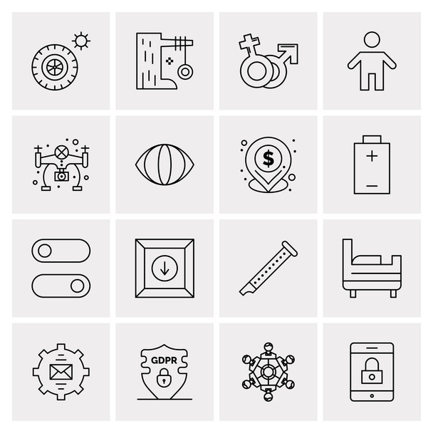 Set of 16 Universal Business Icons Vector - Διάνυσμα, εικόνα