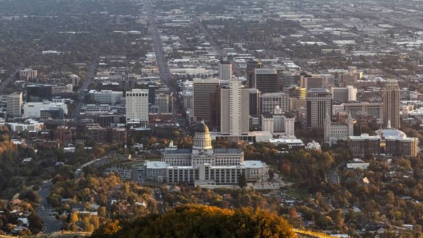 Panorama Aerial panoramic view of Salt Lake City Utah USA - Photo, Image
