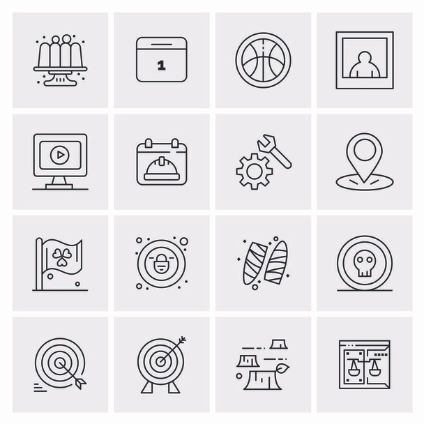 Set of 16 Universal Business Icons Vector - Vector, Imagen