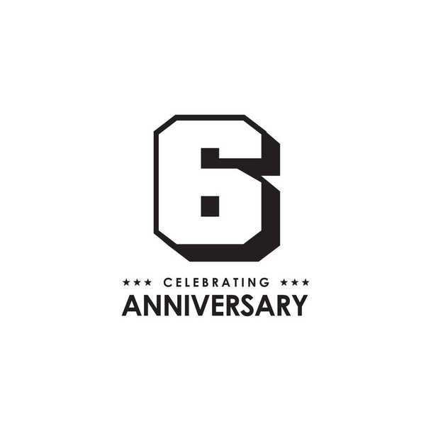 Πρότυπο φορέα σχεδιασμού λογότυπου επετείου 6ου έτους - Διάνυσμα, εικόνα