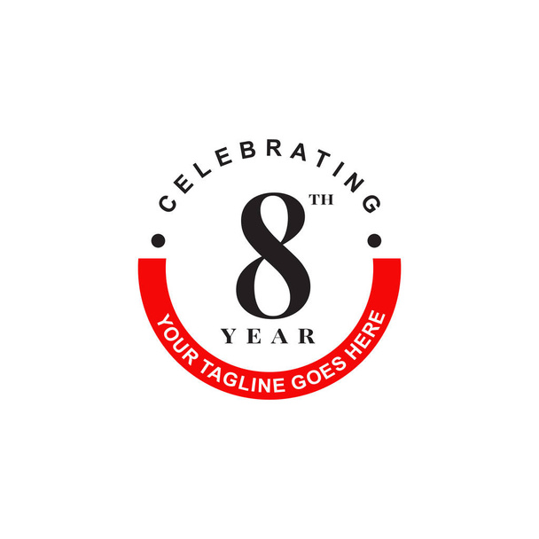 8º aniversario emblema logotipo diseño vector plantilla
 - Vector, Imagen