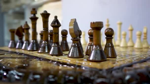 木製のチェスの木彫り、彫刻、手作り、工芸品、死ぬ - 映像、動画