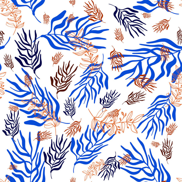 colorful trendy seamless pattern with exotic leaves. - Vecteur, image