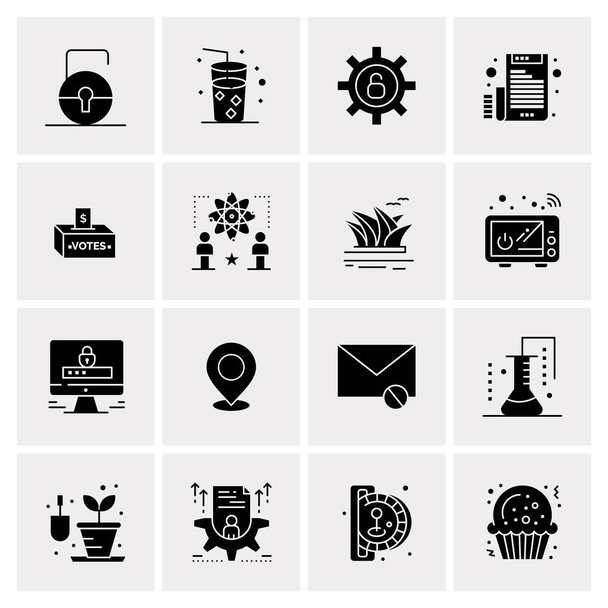 Set of 16 Universal Business Icons Vector - Вектор,изображение