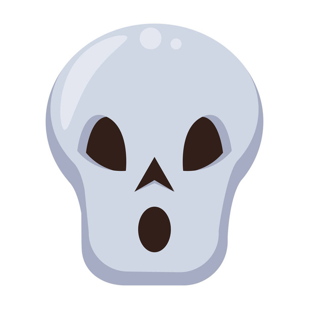 halloween schedel hoofd geïsoleerd pictogram - Vector, afbeelding