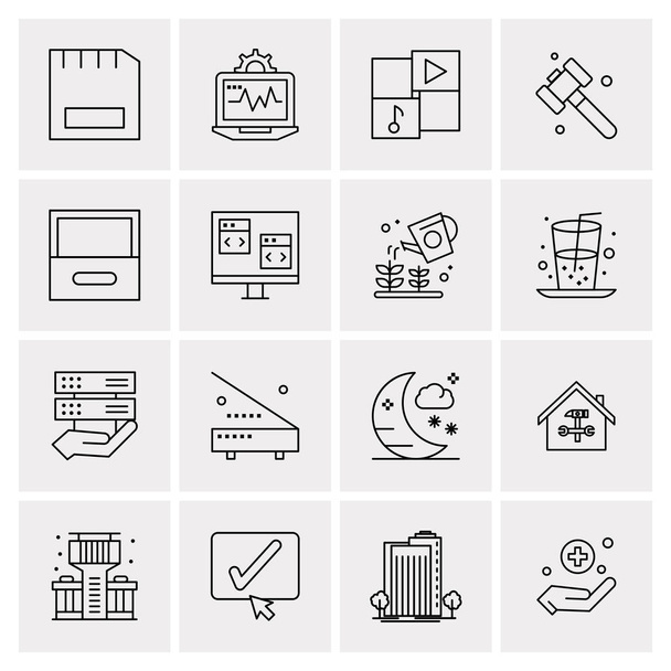 16 Universal Business Icons Vector. Creative Icon Illustration to use in web and Mobile Related project. - Вектор,изображение