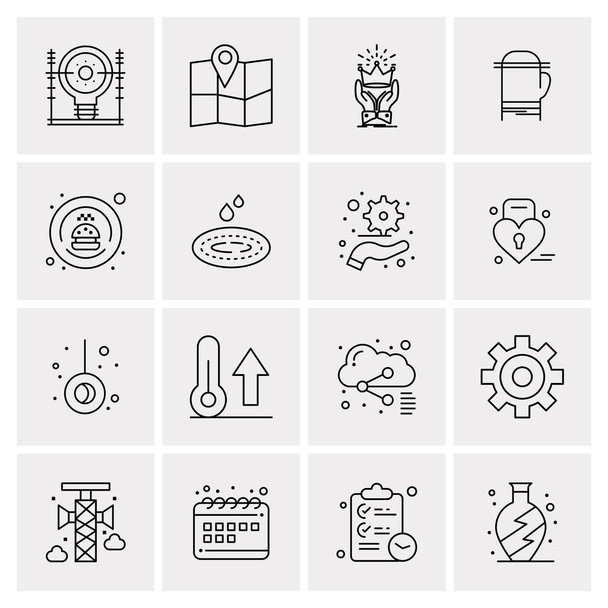 16 Universal Business Icons Vector. Creative Icon Illustration to use in web and Mobile Related project. - Vector, Imagen
