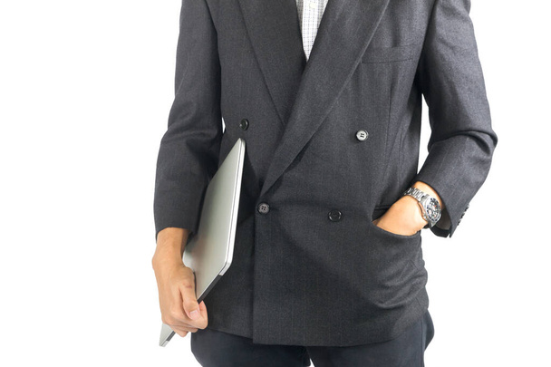 Business man with hand in pocket on white background - Fotoğraf, Görsel