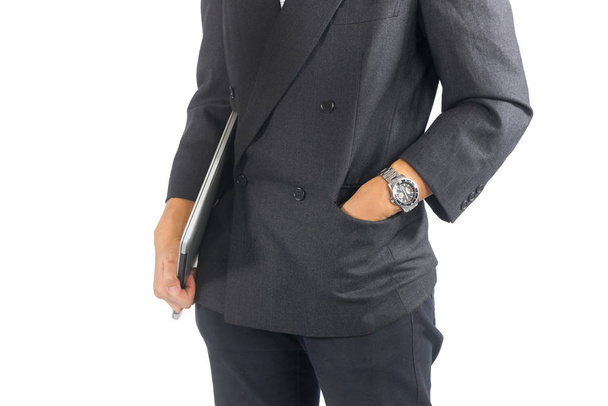 Business man with hand in pocket on white background - Valokuva, kuva