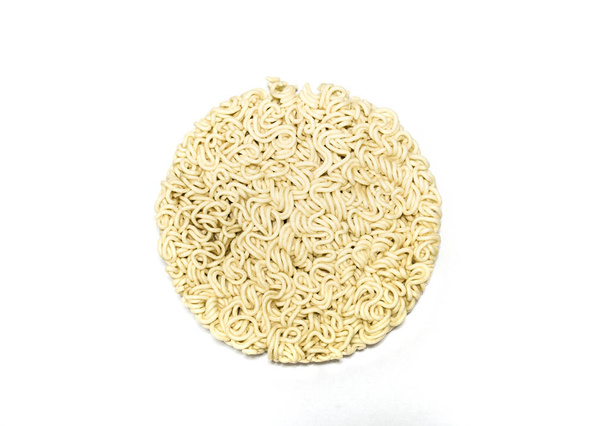 round shape Dry instant noodles on white background view - Photo, Image
