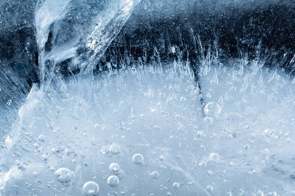 Ice texture background cold macro, explosion. - Foto, Imagem