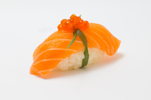 Isolated salmon sushi nigiri - 写真・画像