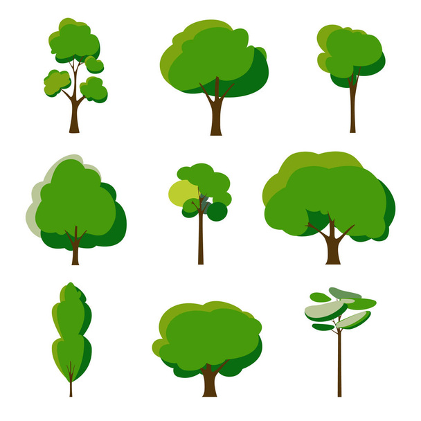 Set of abstract stylized trees. Natural illustration. - Wektor, obraz