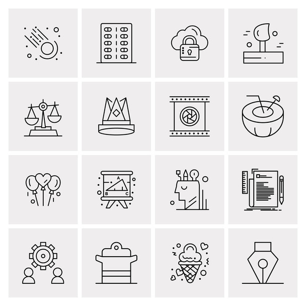 Set of 16 Universal Icons Business Vector - Διάνυσμα, εικόνα