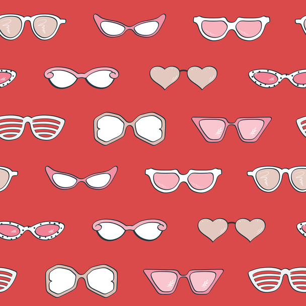 Padrão sem costura, conjunto de óculos de sol de moda feminina
 - Vetor, Imagem