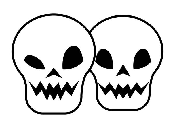 halloween skulls heads isolated icons - Vector, Image