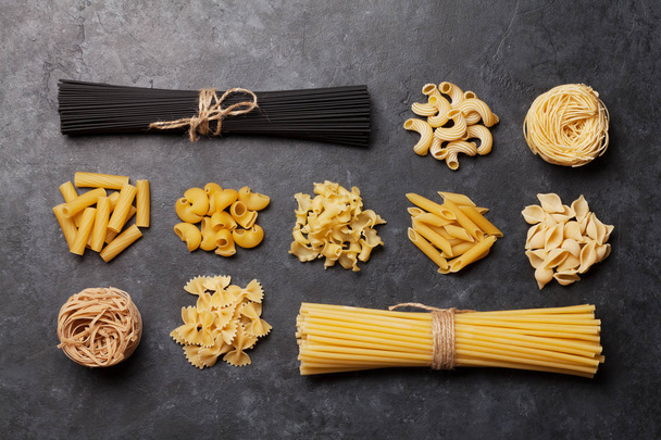 Various pasta. Top view flat lay - Фото, зображення