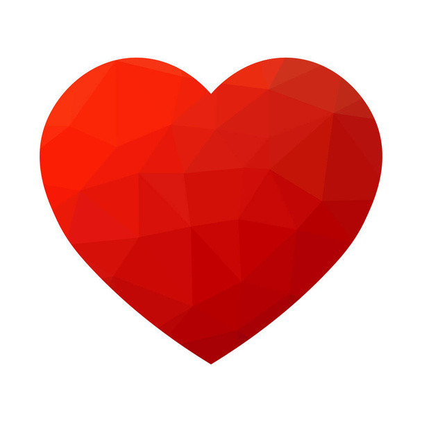 Red low poly heart. Symbol of love and St Valentines Day. Vector illustration - Διάνυσμα, εικόνα