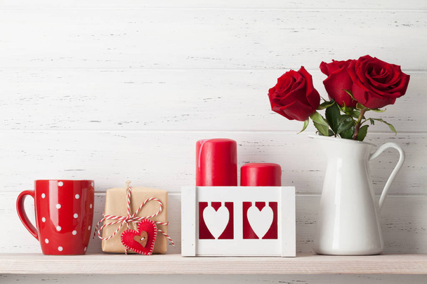 Walentynki kartka z bukietem kwiatów róż - Zdjęcie, obraz