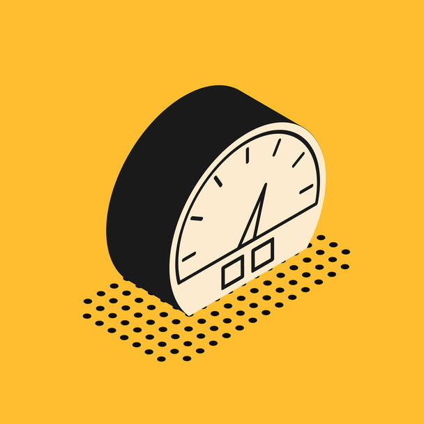 Izometryczna ikona prędkościomierza wyizolowana na żółtym tle. Ilustracja wektora - Wektor, obraz