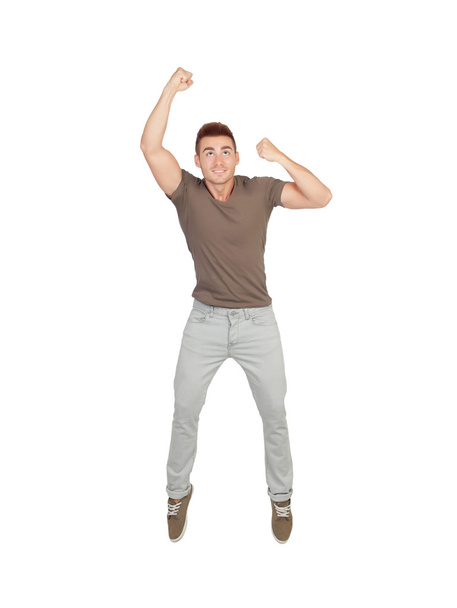 glücklicher junger Mann springt - Foto, Bild