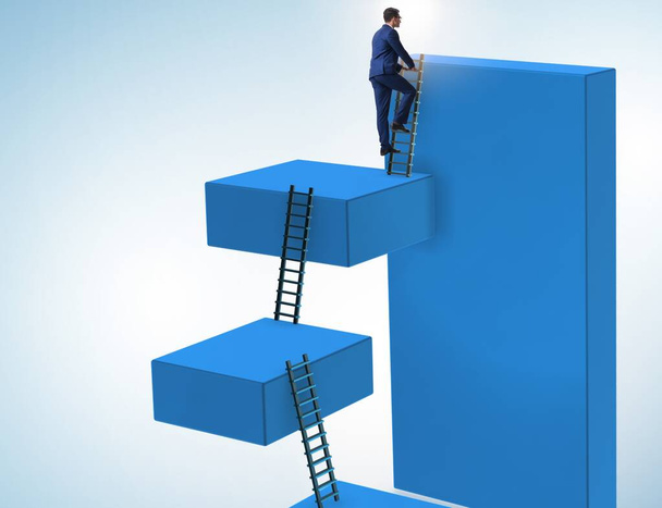 Businessman climbing blocks in challenge business concept - Photo, Image