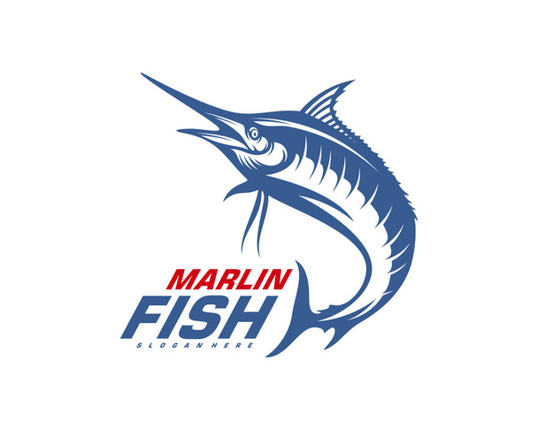 Marlin Fish logo design vector. Ilustración de plantilla de diseño de logotipo de pesca. Pesca deportiva Logo
 - Vector, imagen