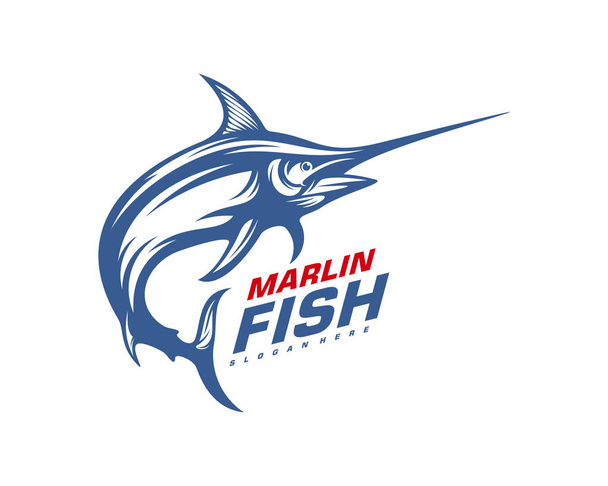 Marlin Fish λογότυπο διάνυσμα σχεδιασμού. Εικόνα προτύπου σχεδίασης λογότυπου αλιείας. Λογότυπο αθλητικής αλιείας - Διάνυσμα, εικόνα