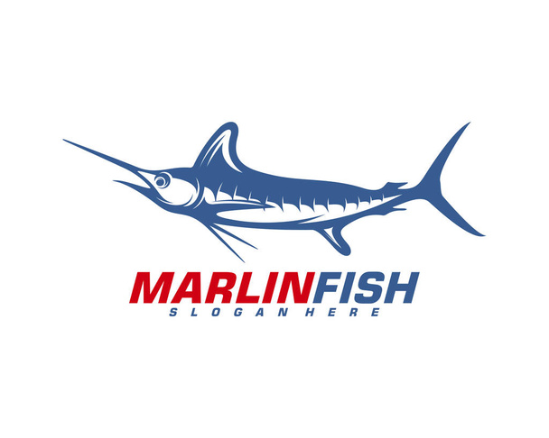 Marlin Fish λογότυπο διάνυσμα σχεδιασμού. Εικόνα προτύπου σχεδίασης λογότυπου αλιείας. Λογότυπο αθλητικής αλιείας - Διάνυσμα, εικόνα