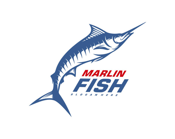 Marlin Fish logo vecteur de conception. Modèle de conception de logo de pêche illustration. Pêche sportive Logo
 - Vecteur, image