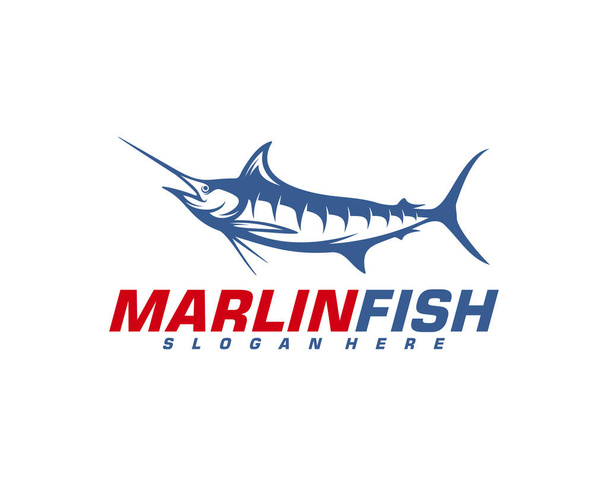marlin fish logo design vektor. Illustration zur Gestaltung des Fischerei-Logos. Logo der Sportfischerei - Vektor, Bild