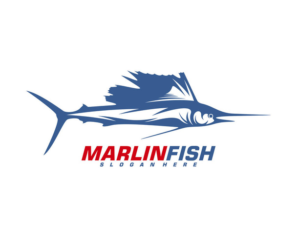 Marlin Fish logo design vector. Modello di disegno logo pesca illustrazione. Pesca sportiva Logo
 - Vettoriali, immagini