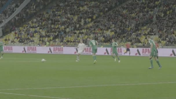 Football soccer game at the stadium. Slow motion. Olimpiyskiy. Kyiv. Ukraine. - Video, Çekim