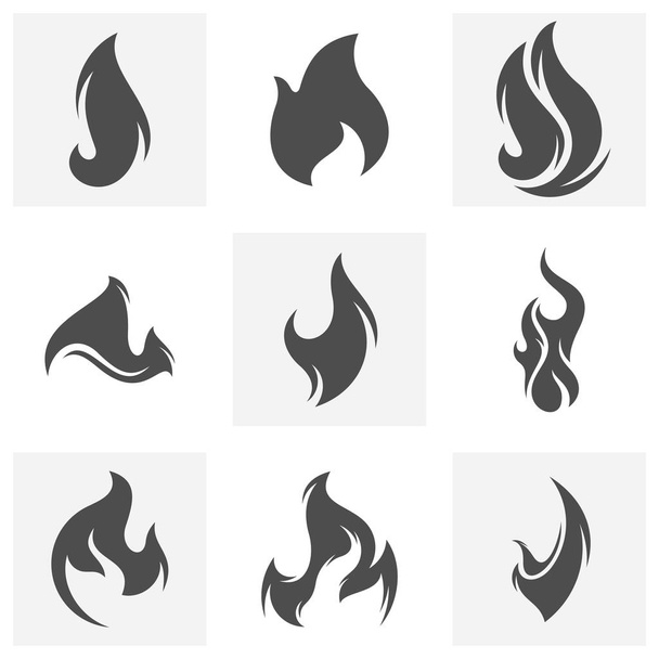 Sada ohňů plameny Logo design inspirace vektorové ikony - Vektor, obrázek