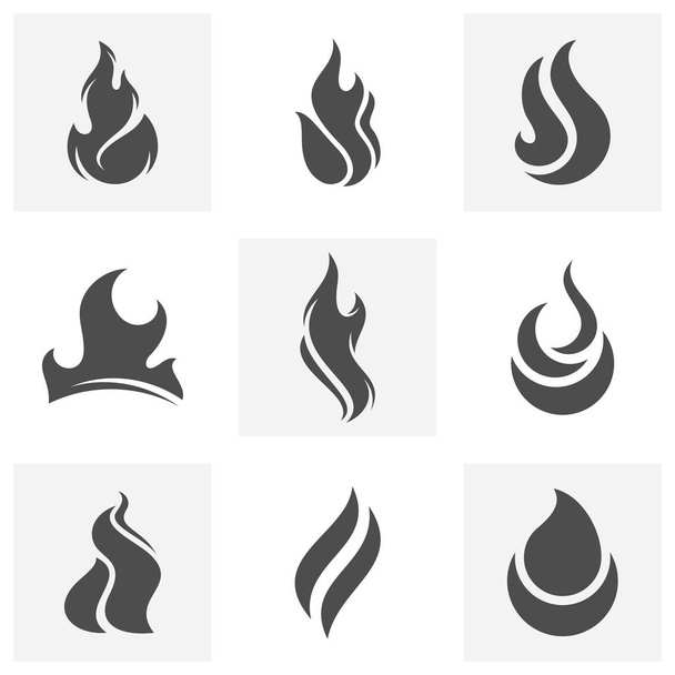 Sada ohňů plameny Logo design inspirace vektorové ikony - Vektor, obrázek