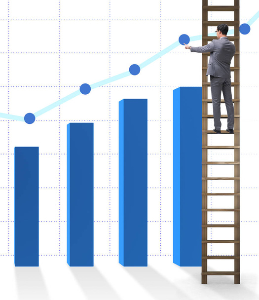 Businessman climbing towards growth in statistics - Photo, Image