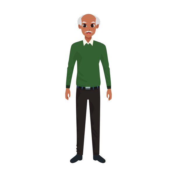 old man standing cartoon icon - Vector, Image