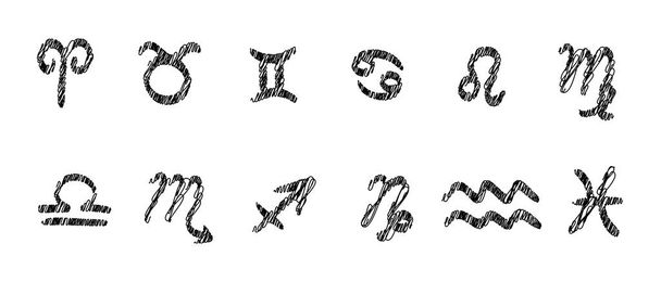 Signos del zodíaco. Conjunto de colección de símbolos vectoriales del zodiaco
 - Vector, imagen